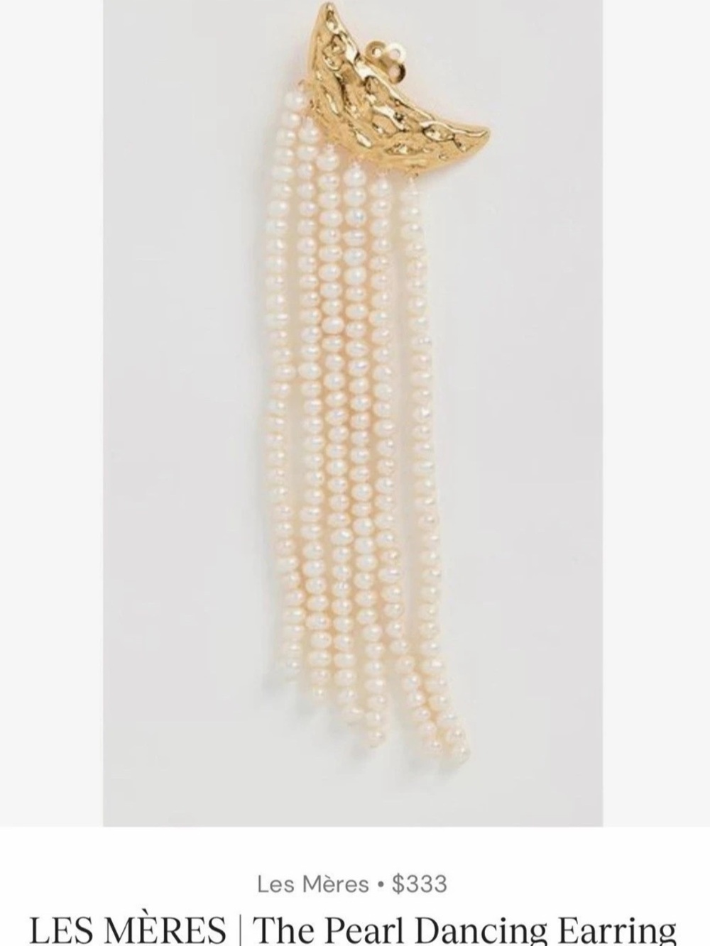 NEW Les Mères The Pearl Dancing Earring Freshwater Pearl Earrings Gold & White L